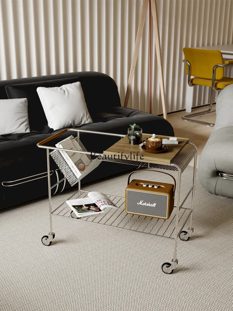 LXMovable modern simple cart second-hand stainless steel living room high-end light luxury corner tableSSS