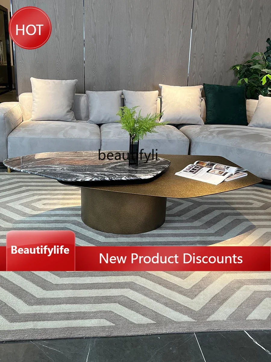 

A57 Italian-Style Light Luxury 360 ° Rotating Marble Coffee Table Living Room Modern High Sense Tea Table Home