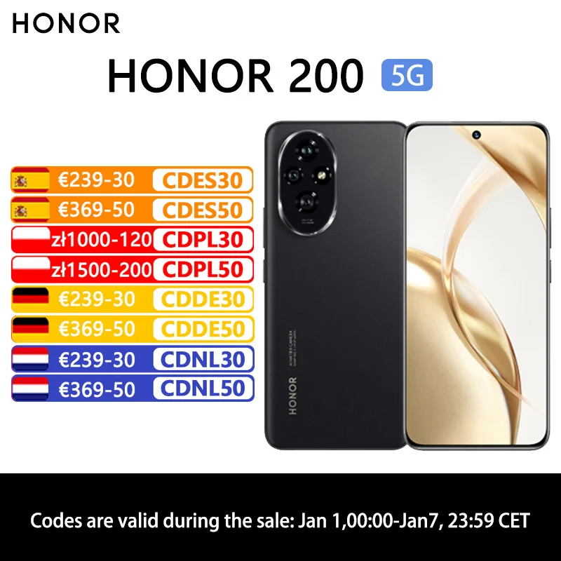 HONOR 200 5G NFC 12GB + 512GB Snapdragon 7 Gen 3.50mp camera SuperCharge 100W 5200 mAh