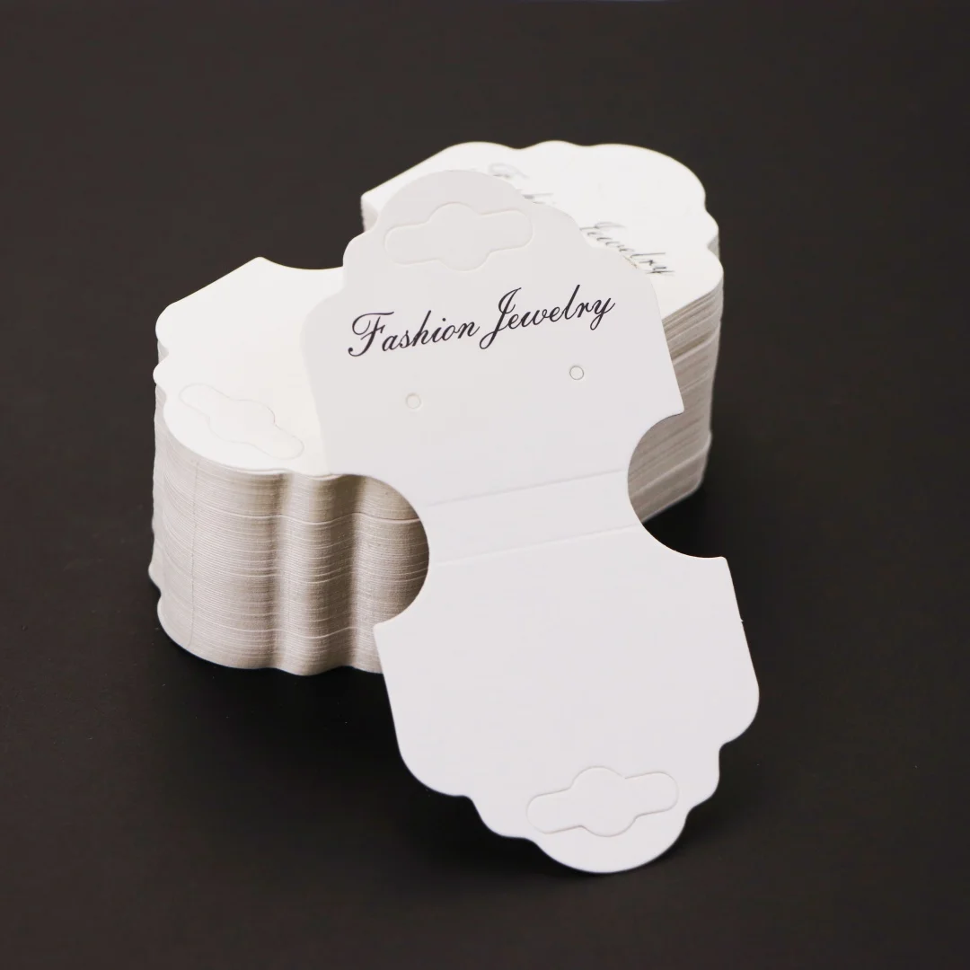 

50PCS Fashion White Folded Hanging Card For Chain Necklace Bead Bracelet Paper Packing Cardboard Jewelry Making DIY Supplies