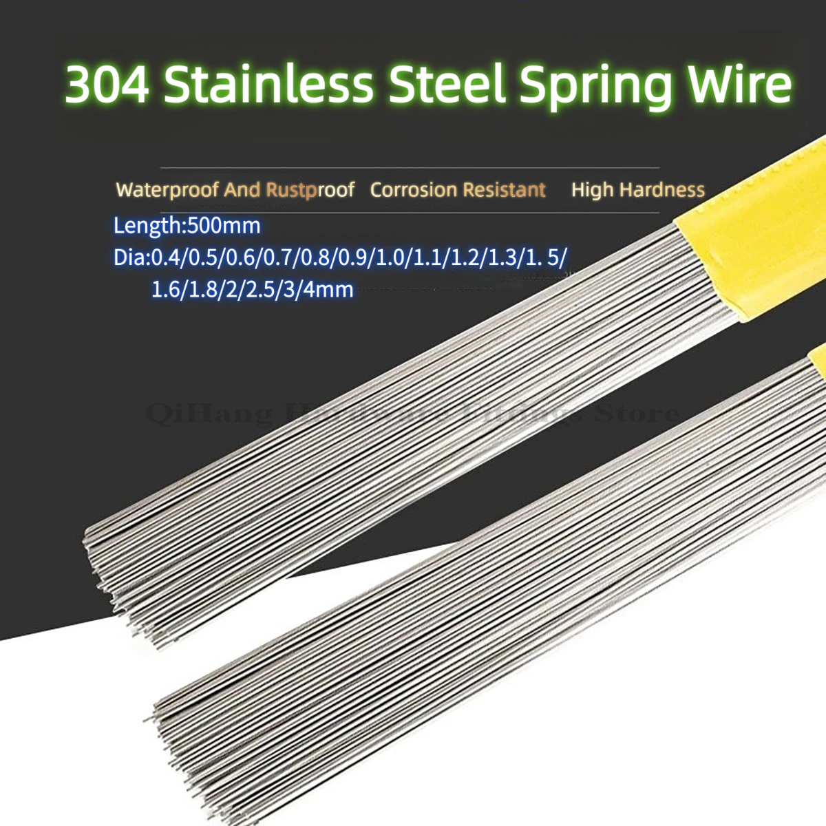 

10Pcs 316 Stainless Steel Spring Wire 500mm Length, 0.4-4mm Diameter Straight Strip, High Elastic Hard Metal Wire for DIY Craft