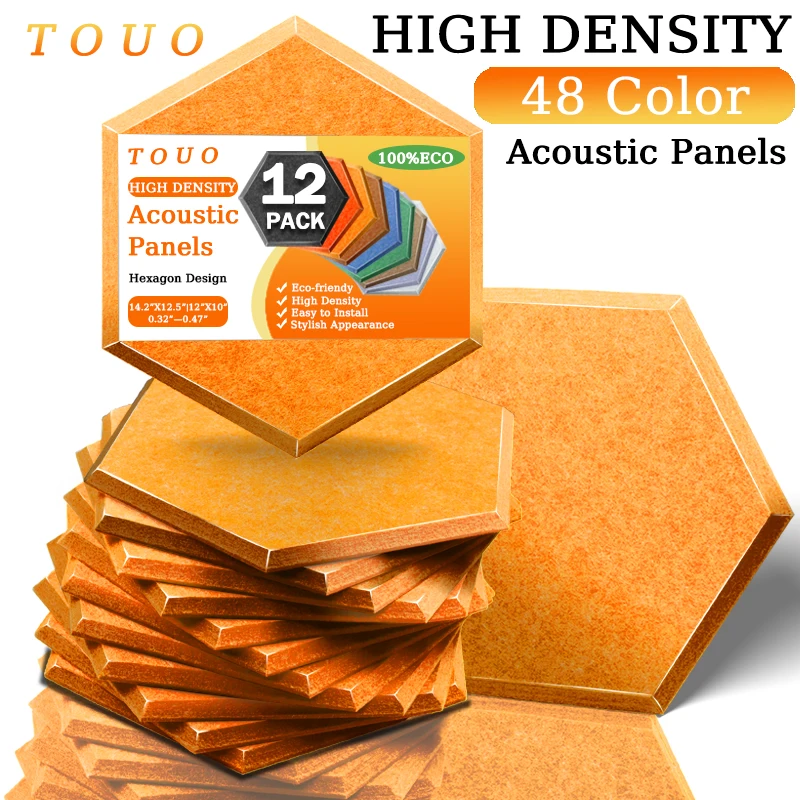 TOUO 12 Pcs Acoustic Panel Studio Sound Proof Wall Panels Bedroom Soundproofing Wall Stickers Deco Acoustic Insulation Panel