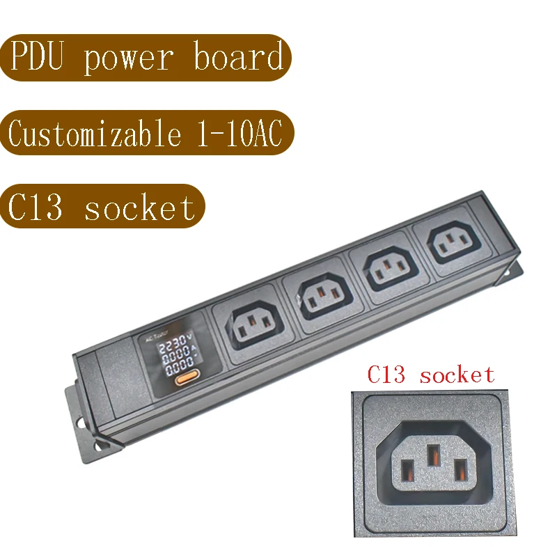 Aluminum alloy shell high-power C13 socket C14 port 1-10AC with ammeter without extension cord