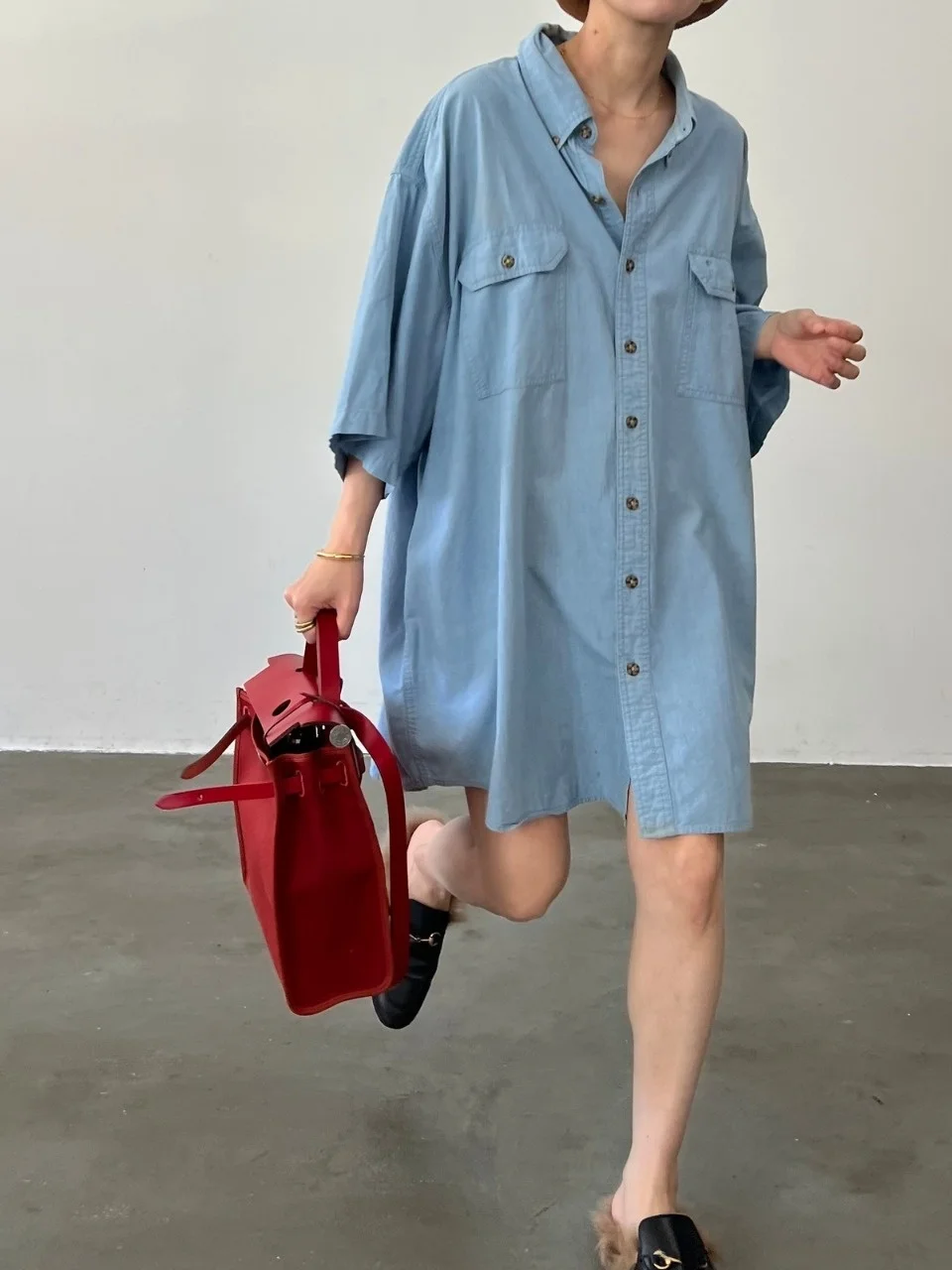 Laid-ba Sle Single Button ort Sve Denim irt zomer nieuwe retro losse asymmetrische top voor jonge vrouwen