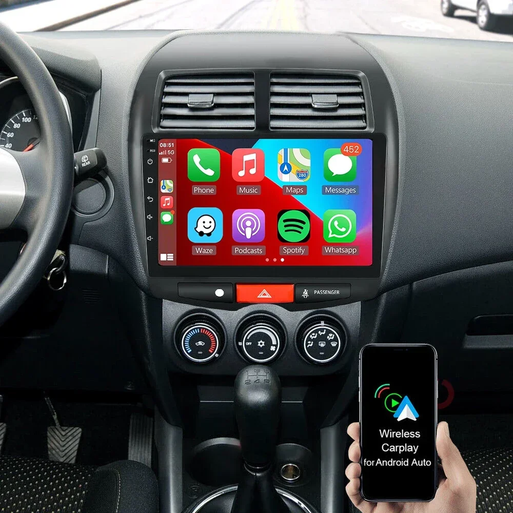 System nawigacji samochodowej Android 13 z ekranem 10 cali do Mitsubishi ASX (2010-2017) z funkcjami CarPlay i Android Auto, 2+32G