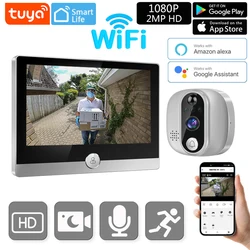 Tuya Smart Video Doorbell Camera WiFi 1080P Peephole Door Bell IP With 4.3inch Display Screen Works With Alexa Google Home