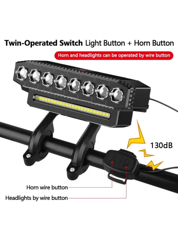 AliExpress 5/8 LED Bicycle Front Light USB Rechargeable 130dB Cycling Bike Horn Easy to Install 6 Modes Bicycle Bell Light