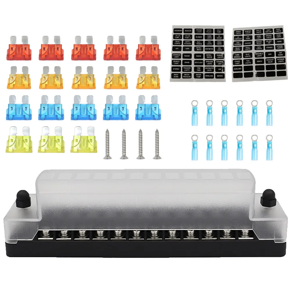 

Auto Circuit Fuse Box Boat Fuse Holder Box 12-way Fuse Box for Car Waterproof Fuse Holder Vehicle Fuse Box