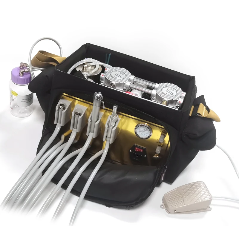 Veterinary Portable Dental Unit With Air Compressor Handbag Mobile Dental Turbine Unit