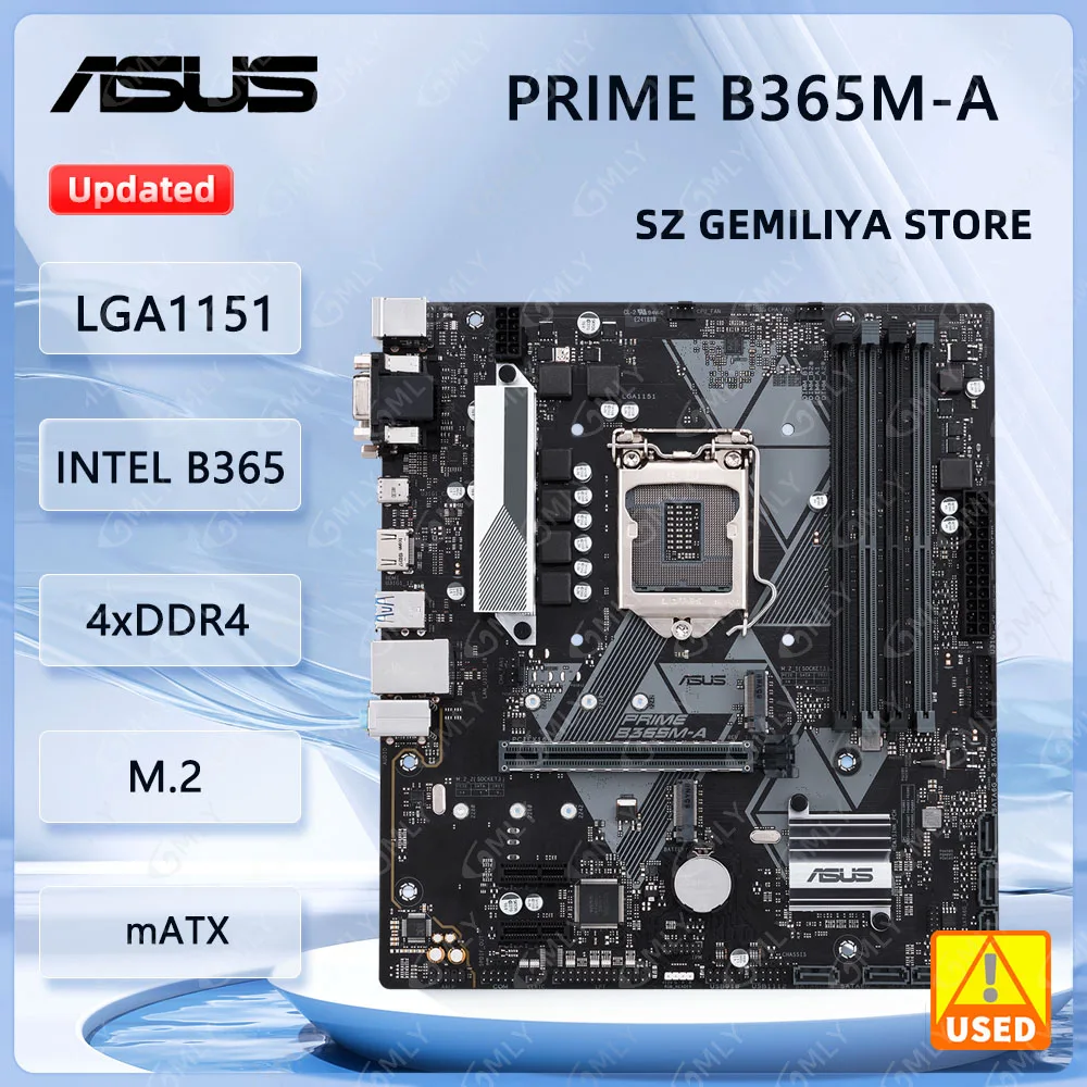 Carte mère ASUS PRIME B365M-A Intel B365 LGA 1151, compatible avec les processeurs Core i3-8100 9400F 9600 9900 8600 G5400T, DDR4 64GB M.2