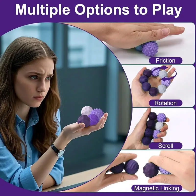 Boules sensorielles colorées magnétiques en Silicone, jouets Fidget, balles d'inquiétude pour l'autisme, soulagement de l'anxiété, balle anti-Stress, Spinner, jouet apaisant, cadeau