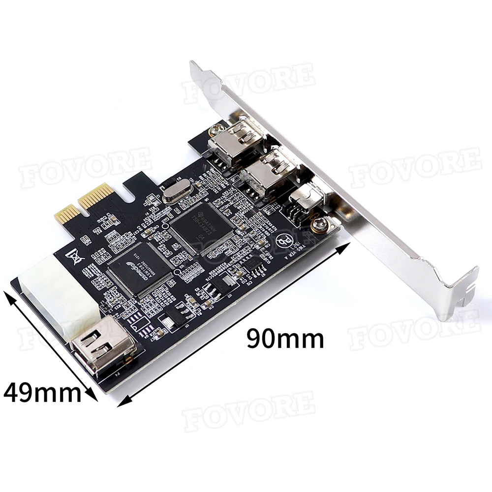 1 Set PCI-e 1X IEEE 1394 A 4 Port(3 + 1) محول بطاقة Firewire 1394A PCIe مع 6 دبوس إلى 4 دبوس IEEE 1394 كابل لسطح المكتب