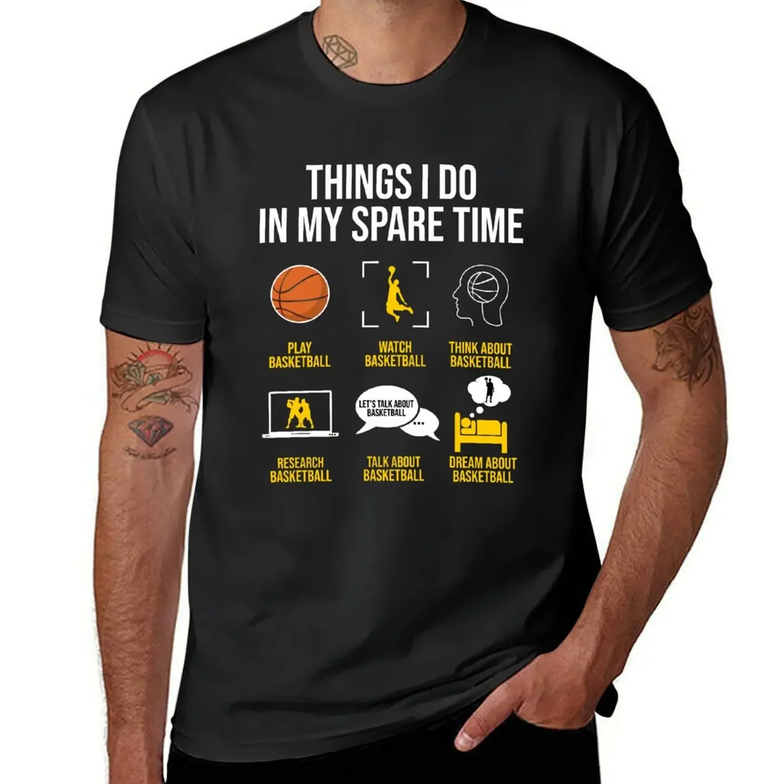 

Basketball - Things I do in my spare time T-Shirt Short sleeve tee blue archive korean fashion slim fit t shirts for men