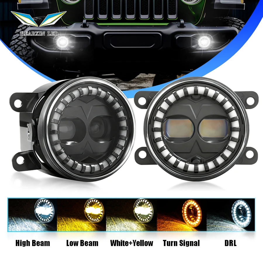 

3.5'' 60W White Amber DRL LED Fog Light Front Bumper Driving Lamp For Chrysler 300 PT Jeep Wrangler TJ JK CJ-5 CJ-7 CJ-8
