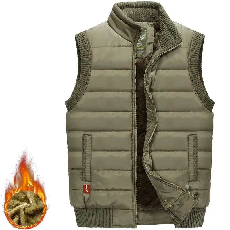 Thickened Fleece-Lined Vest Men's Autumn Winter Warm Shoulder Vest For Middle-Aged And Elderly Comfortable Loose Fit Outerwear