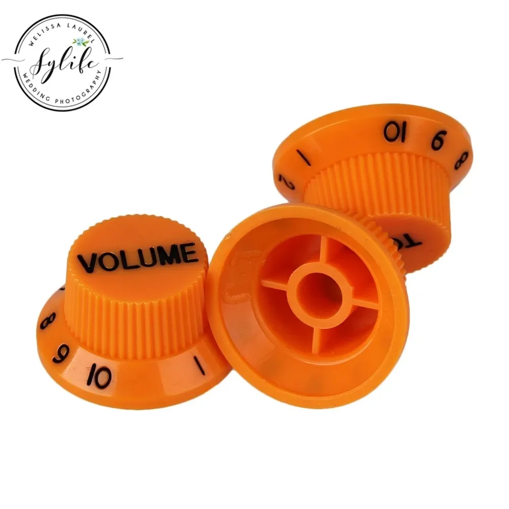 

3 x 5,5 мм диаметр отверстия, 1 объем, 2 тона, колокольчик для электрогитары, пластиковые оранжевые ручки