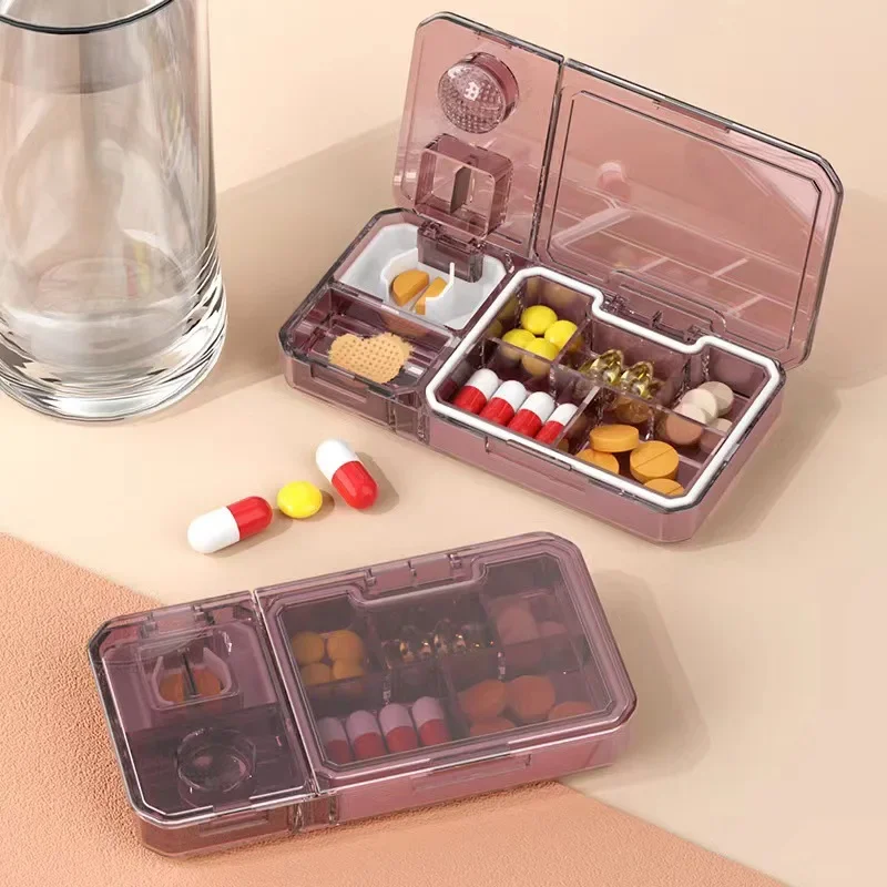 Multifunctional Medicine Box Transparent Pill Box Pill Cutter Container Portable Drugs Tablet Cutting Divider Splitter Organizer