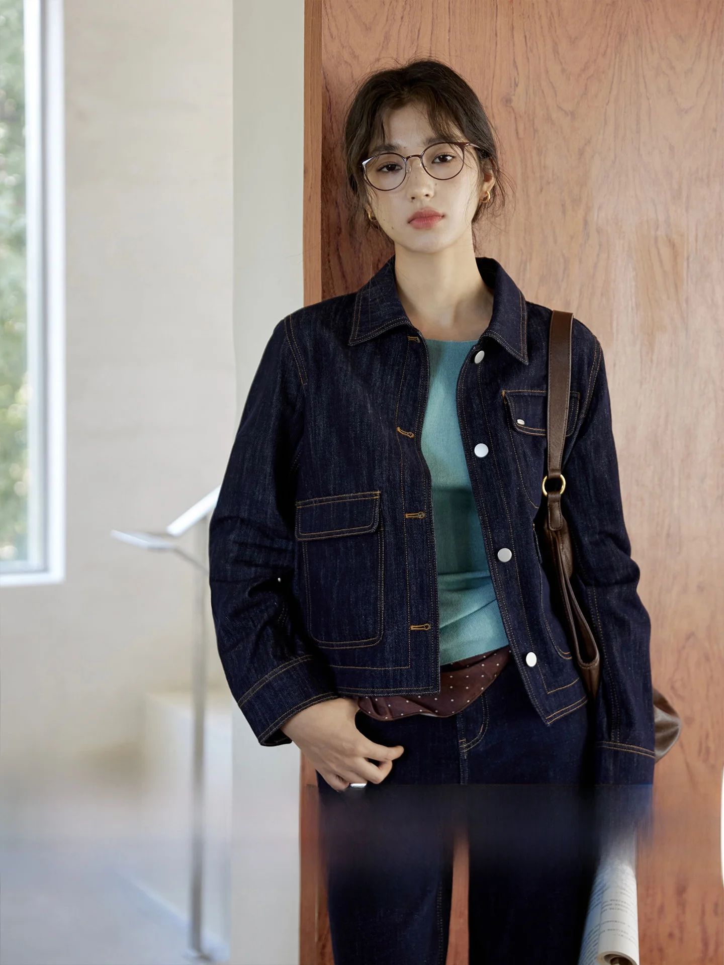 

Винтажная женская куртка Ginnke из оригинального денима глубокого синего цвета с длинными рукавами, из смесового хлопка, устойчивая к выцветанию, для весны и осени