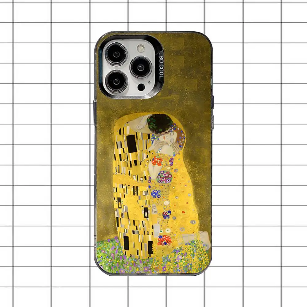 Gustav Klimt Paintings Art Phone Case For iPhone 17,16,15,14,13,12,11,8,7,Pro,Max,Plus,Mini,XS,SE Anti Fall Black Matte Hard