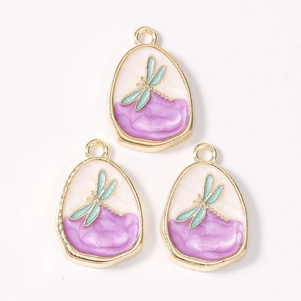 Leslie 10 Stück Ölgemälde Perlen-Libellen-Schmetterlings-Blumen-Anhänger für DIY-Ohrringe, Halsketten, handgemachter Schmuckherstellung – Detail 21