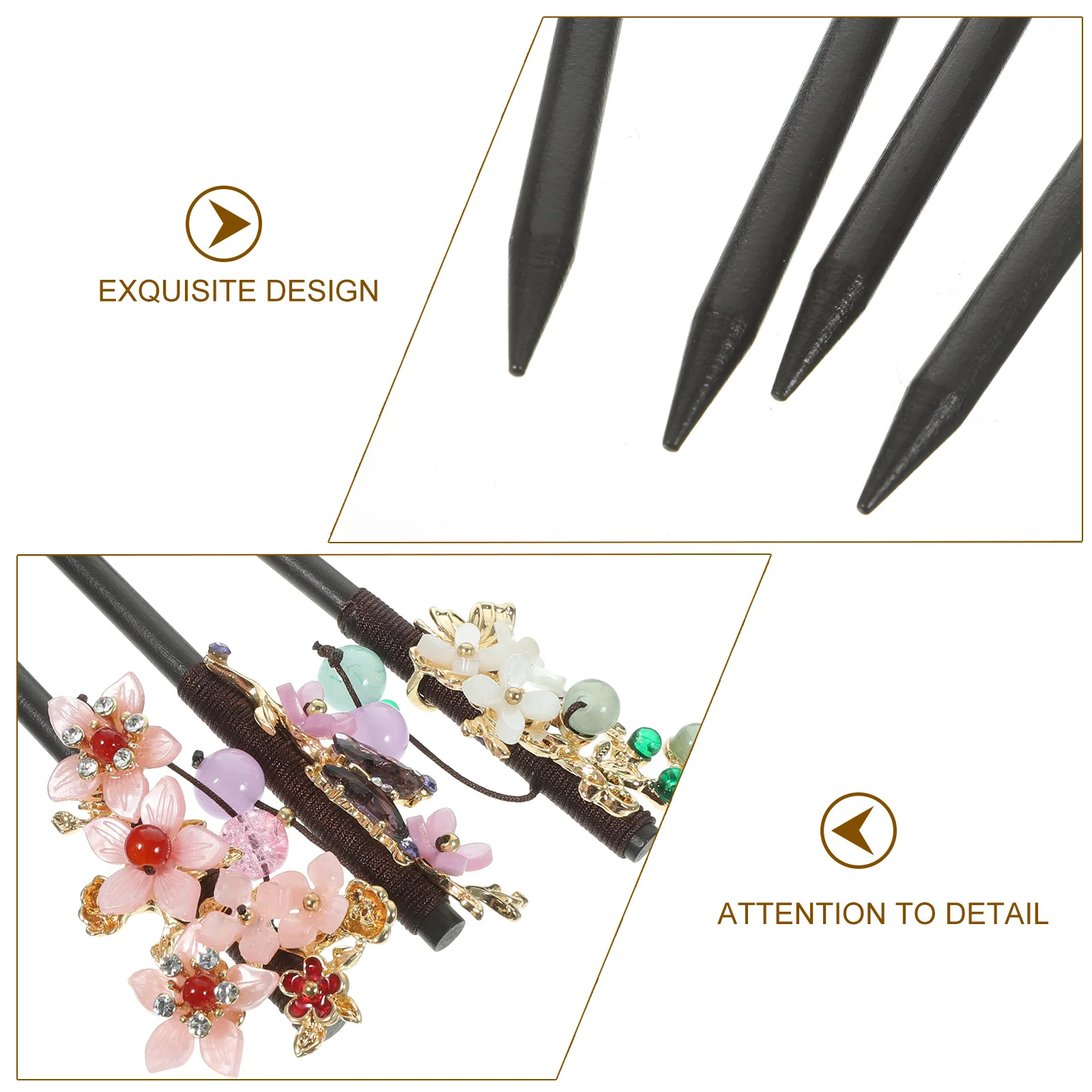 

4Pcs Vintage Chinese Style Hair Chopsticks Elegant Flower Decorative Hair Sticks for Women Hanfu Accessories