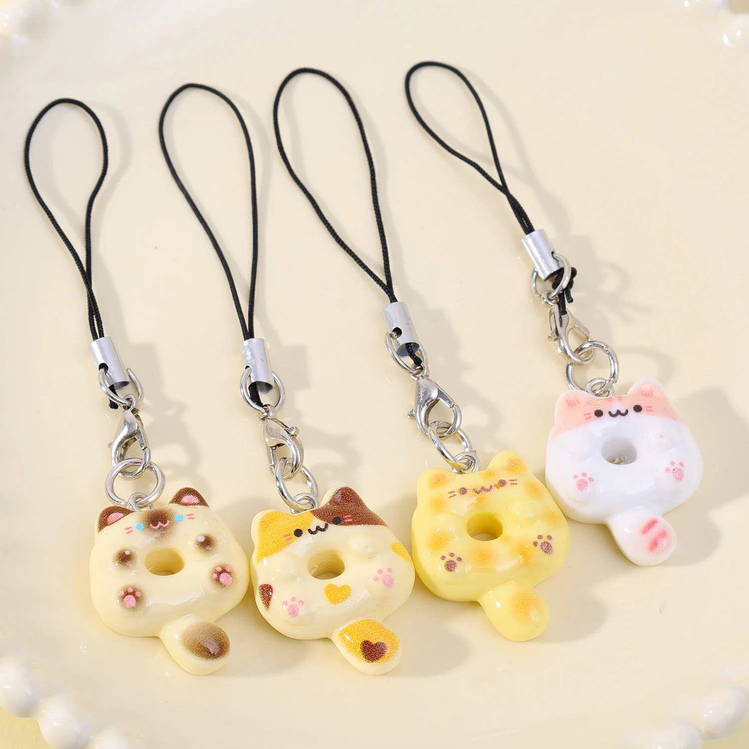 Cute Cartoon Cat Mobile Phone Case Strap Key Chains Bag Pendant Decoration DIY Phone Short Lanyard Handmade Jewelry Gift image 3