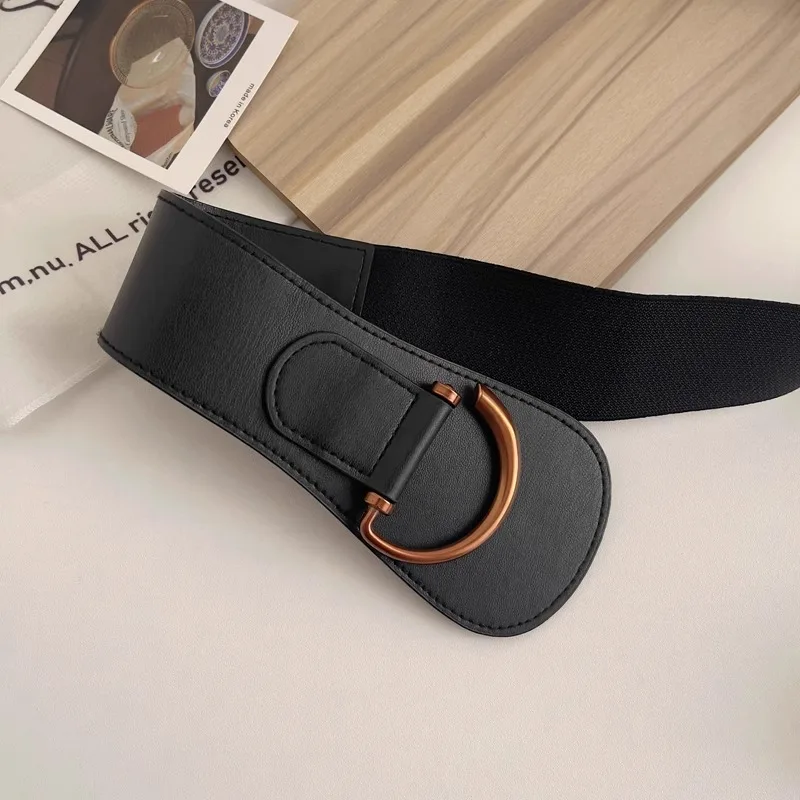 幅広ベルト レディース装飾ドレス ブラック 韓国 秋冬 エラスティックスーツ ウエストシール セーター おしゃれで多用途