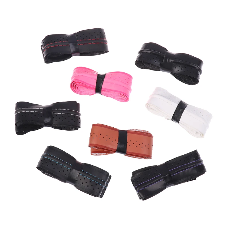 Tennis Racket Grip Tape 1M PU Leather Self-adhesive Anti-slip Sweatband Tennis Racket Grip Tape Protection Sleeve