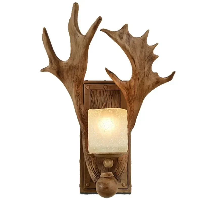 

Vintage wall lamp creative wall antler lamp living room bedside bedroom personalized decoration deer head aisle lamp