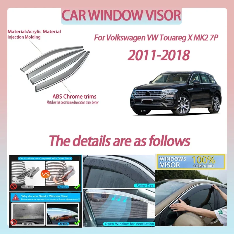 

Car Window Visor for Volkswagen VW Touareg X MK2 7P 2011~2018 Deflector Window Rain Guard Weathershield Sun Rain Guard Parts