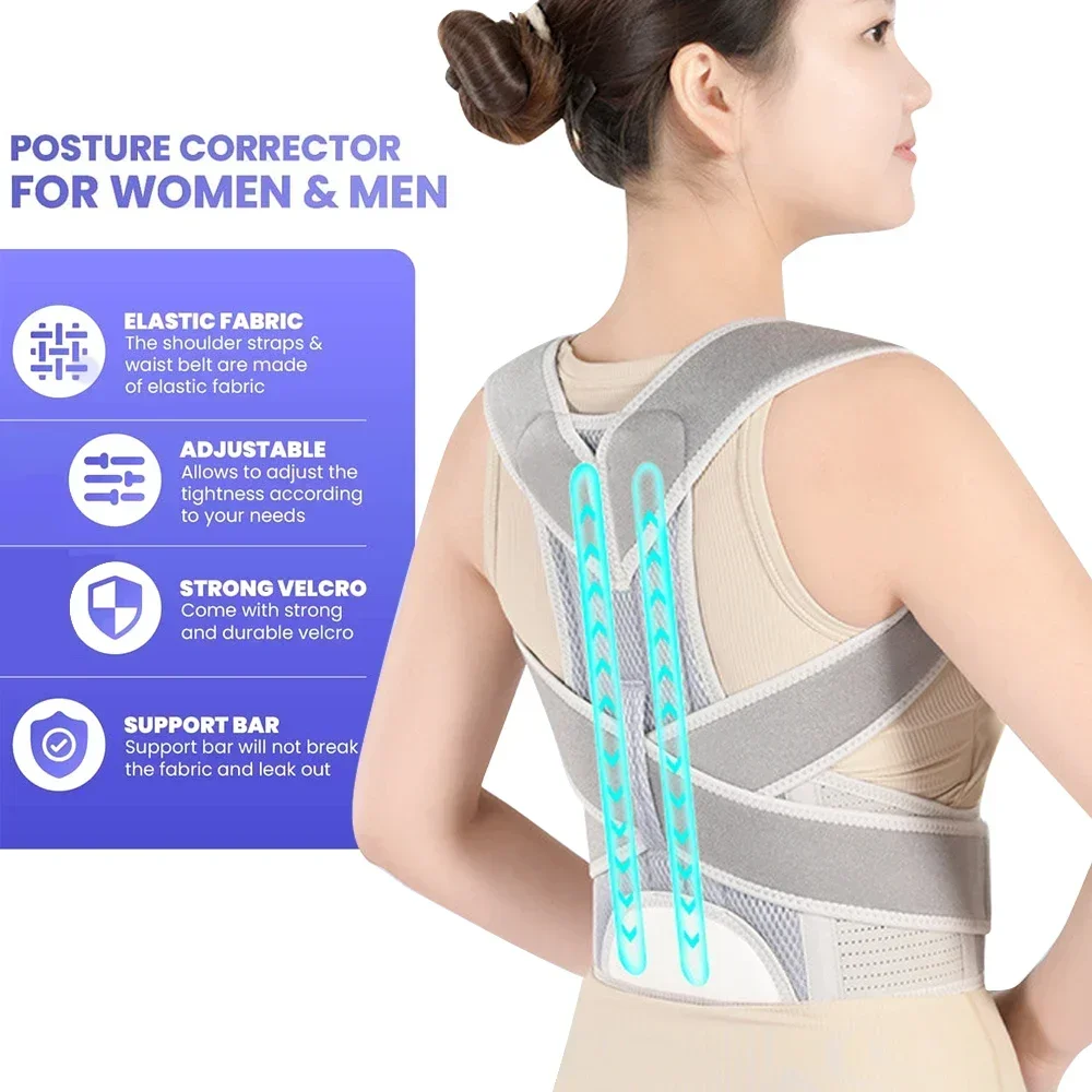 Posture Corrector for Women and Men, Adjustable Back Brace, Breathable Shoulder Support straightener, Providing Pain Relief