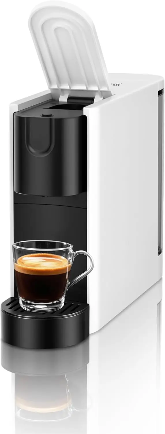 Compact Espresso Machine for Nespresso Pods, 20 Bar Italian Pump, Mini Coffee Maker for Home & Office in White