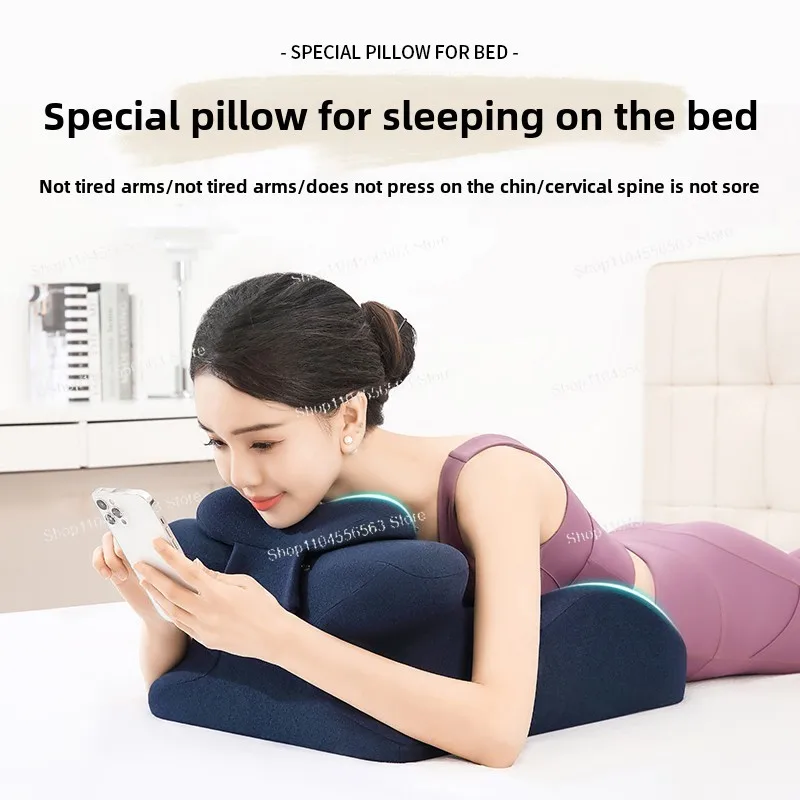 Prone Position Pillow for Sleeping Reading and Using Phone, Ergonomic Face Down Pillow with Comfort Support