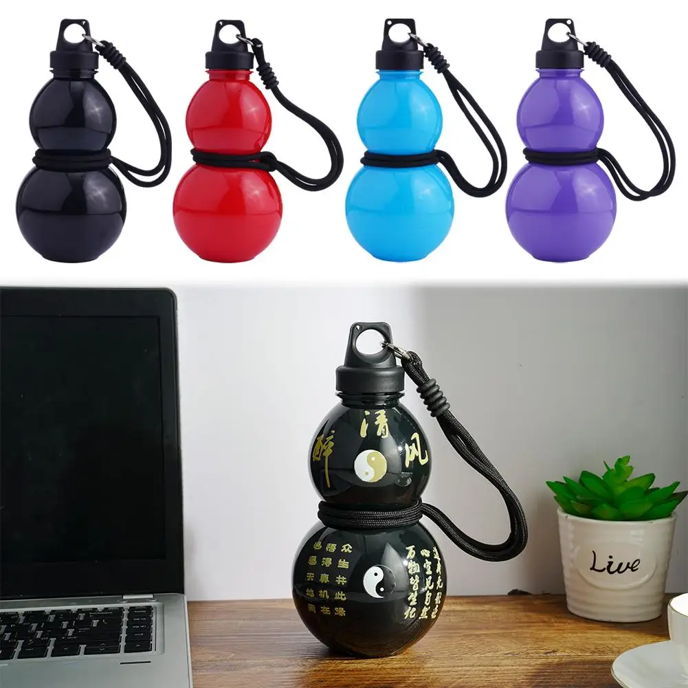 Large Capacity Gourd Cup Portable Gourd Water Bottle Black Chinese Retro-Inspired Water Kettle  Sports Water Bottle With Strap