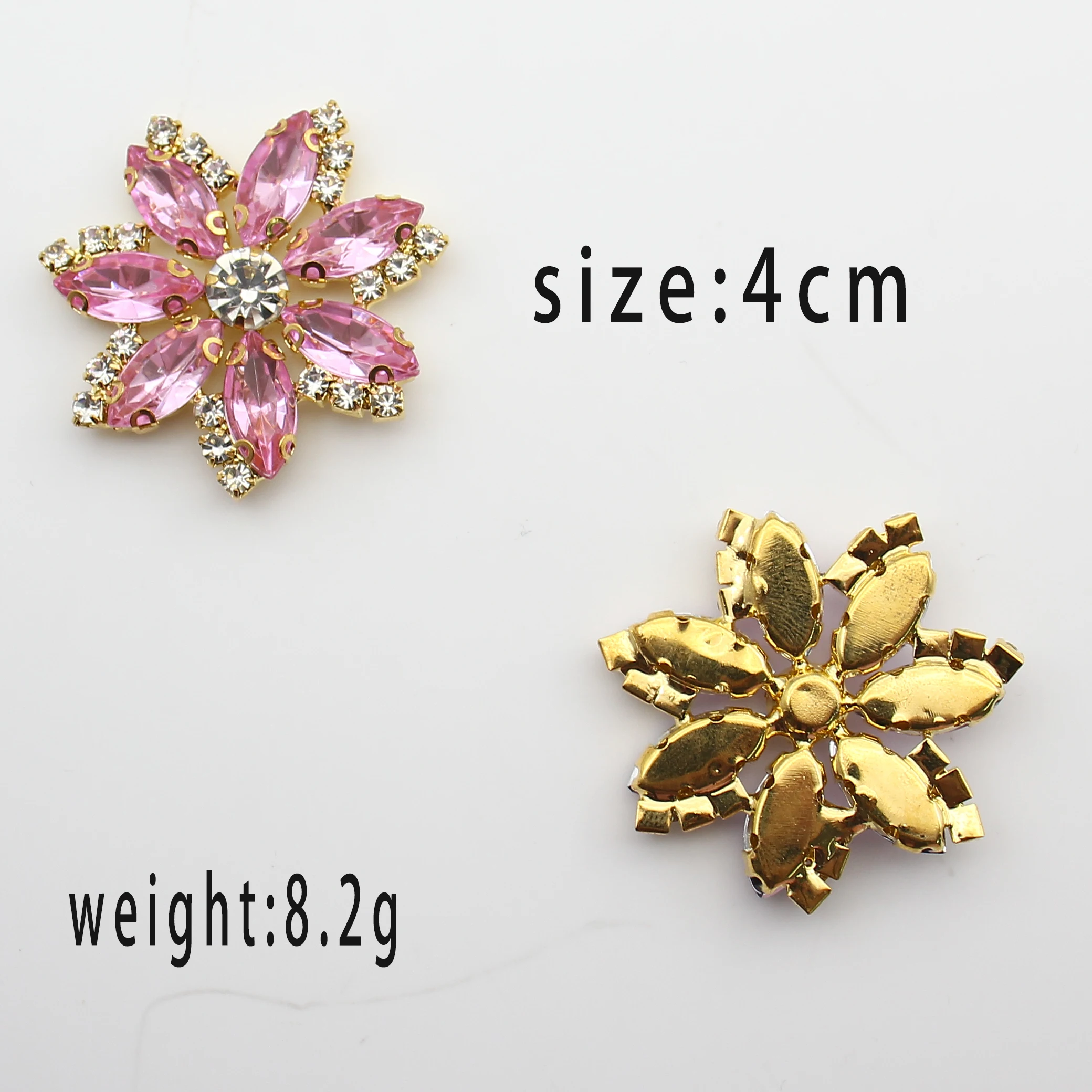 4cm Mixed Multicolor Marquise Rhinestone Flower Applique For Wedding Dress Embellishment