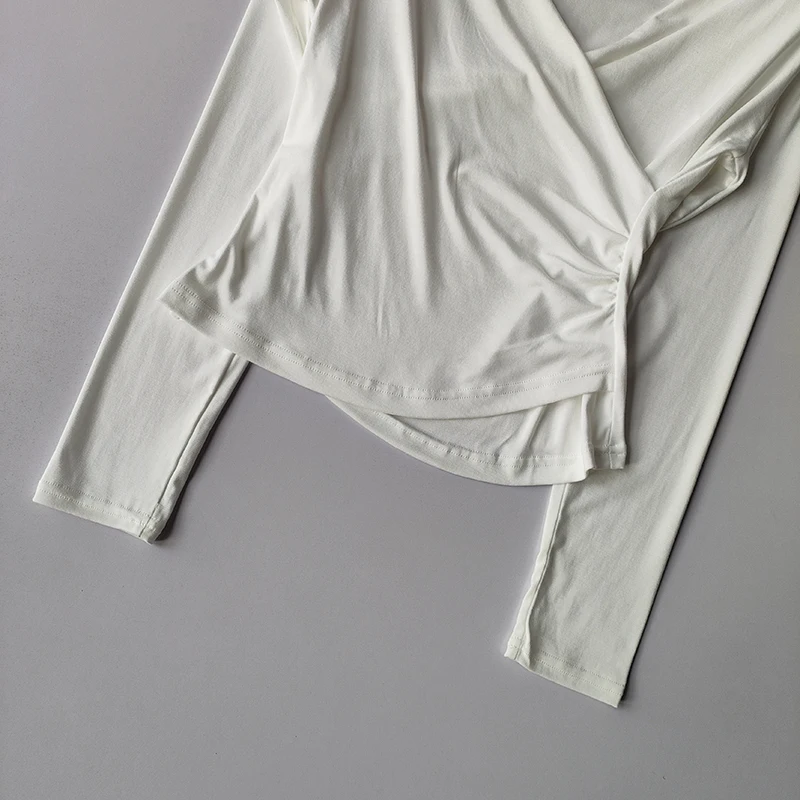 V-Ausschnitt Langarm-Yoga-Anzug T-Shirt für Schlankheits- und Lauftraining Fitnessanzug als Unterziehshirt für Damen – Detail 8