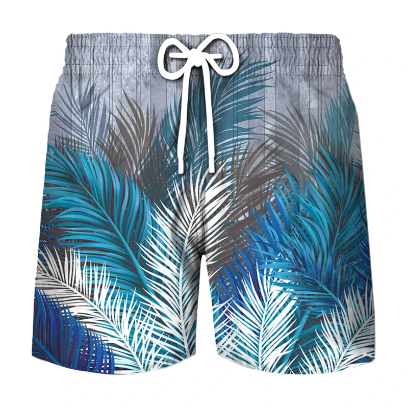 Tree Leaf 3d Printed Short For Men Simple Casual Outdoor Oversized Beach Short Hawaii Vacation Style Fashion Trend Board Shorts