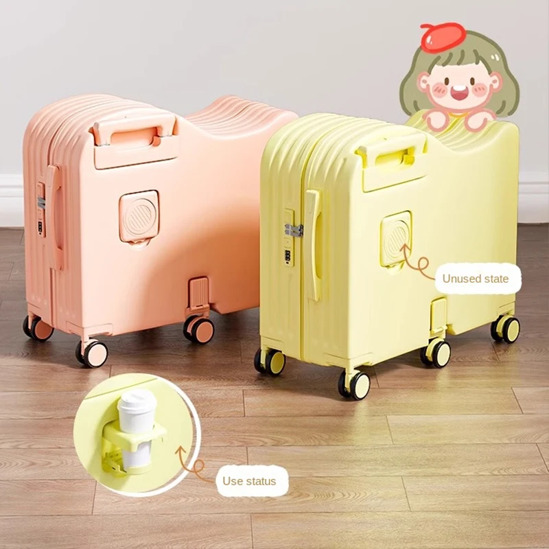 Valise Voyage Légère à 6 Roues pour Enfant, Bagage à Main, Dessin Animé, Peut S'asseoir, 22/24 Pouces valise