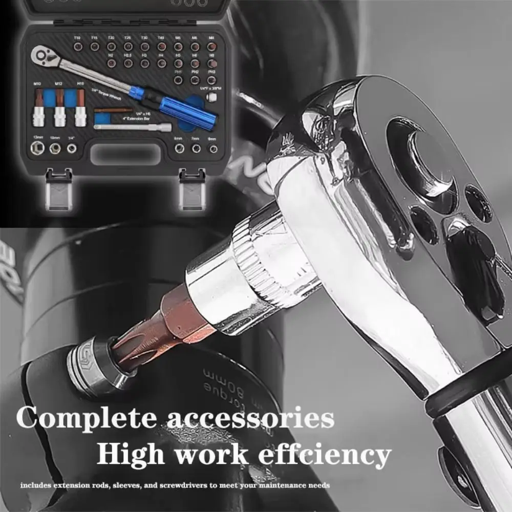 

High Precision Torque Wrench Set Adjustable Preset 72-Tooth Ratchet Car Repair Tools Kilogram Scale 32-Piece Set Wrench Set