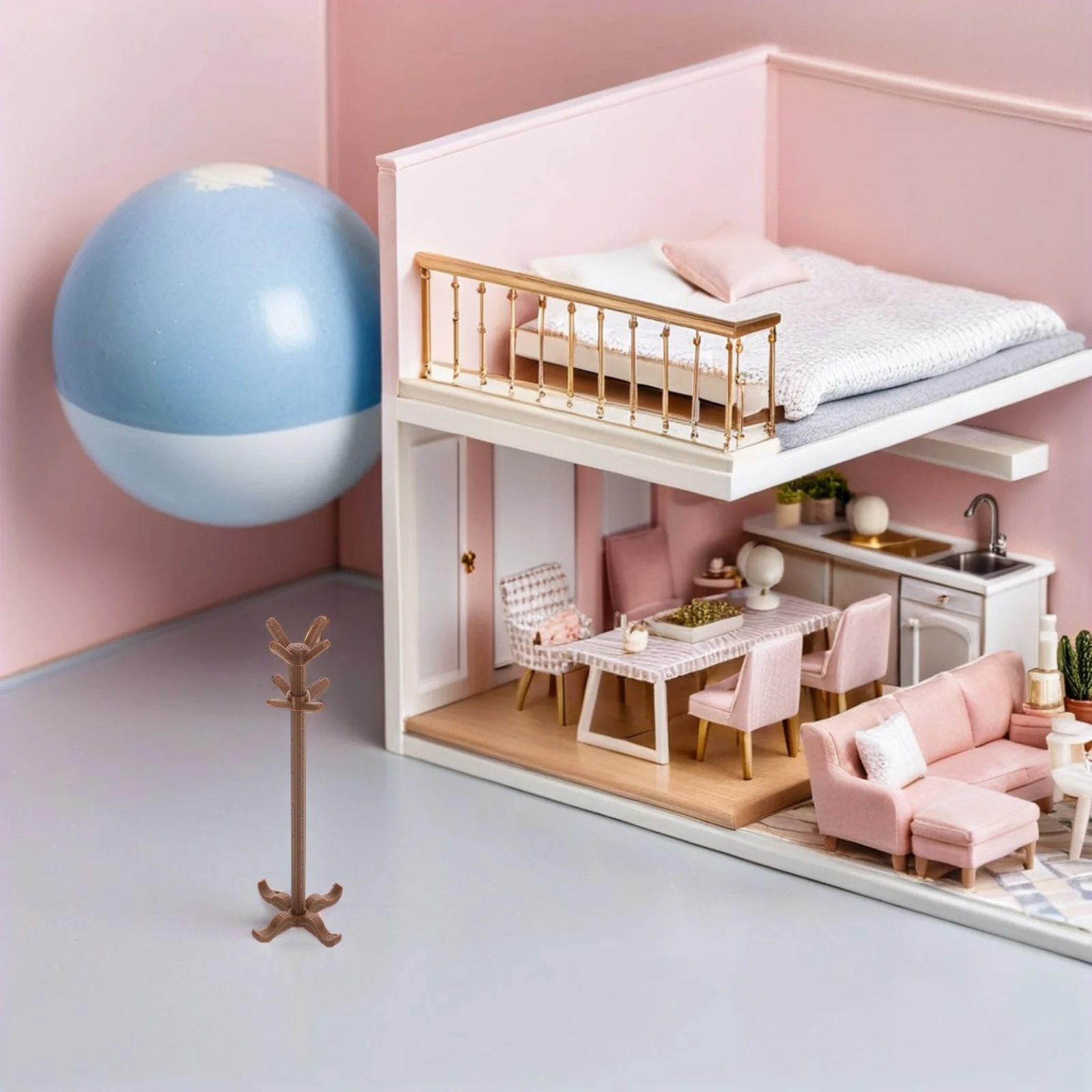 Estante para colgar ropa en miniatura, Mini muebles Vintage para casa de muñecas, perchero, estante para sombreros, estante de almacenamiento, estante para ropa