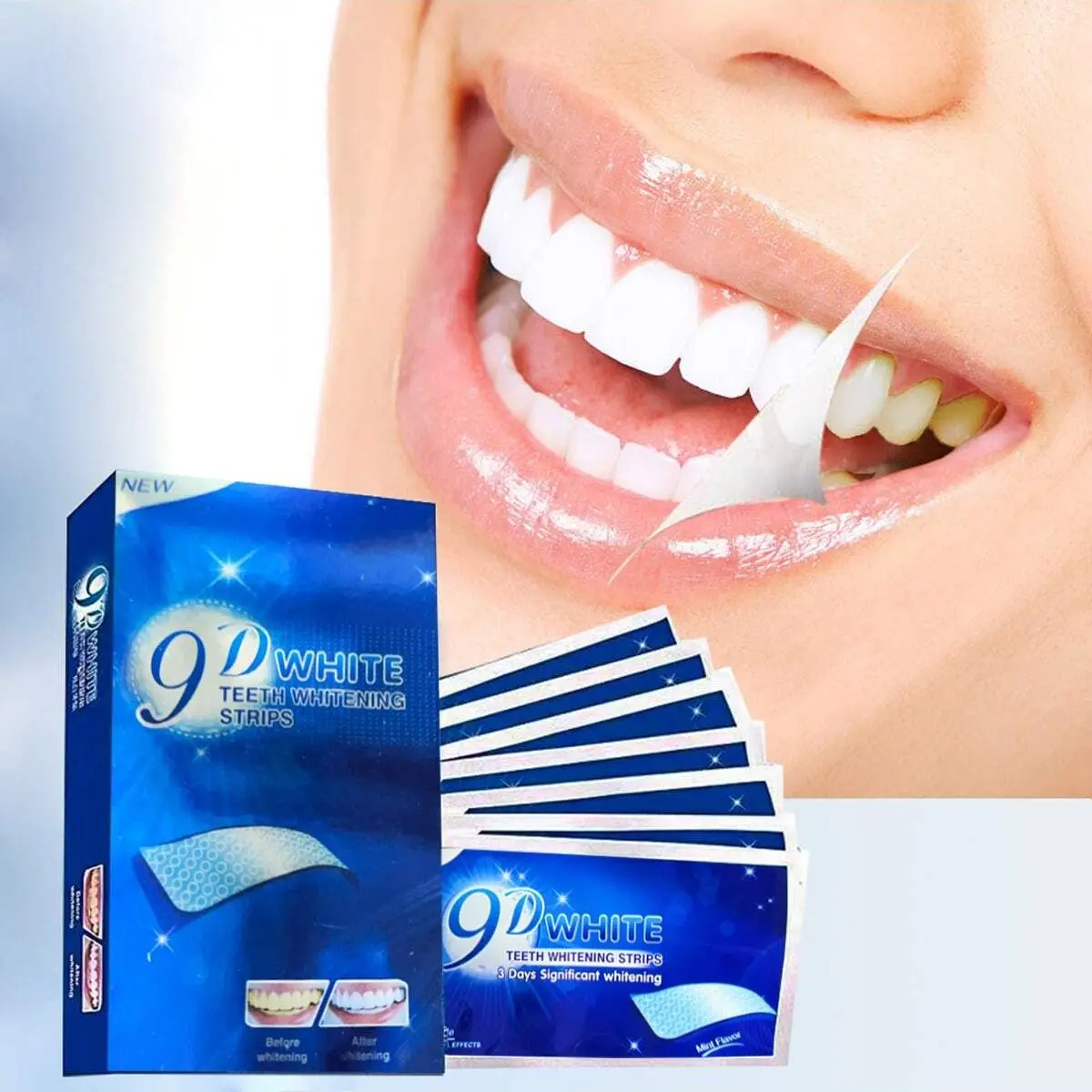 7 Pairs Teeth Whitening Strips Tooth Whitener Kit Oral Hygiene Care Strip for False Teeth Dental Bleaching System Gel