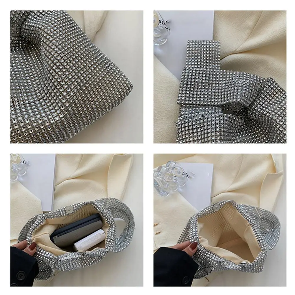 Fashion Simple Dinner Bag New Fashion Rhinestone Dinner Bag Personality Rhinestone Bag Handbag Simple Evening Tote Bags