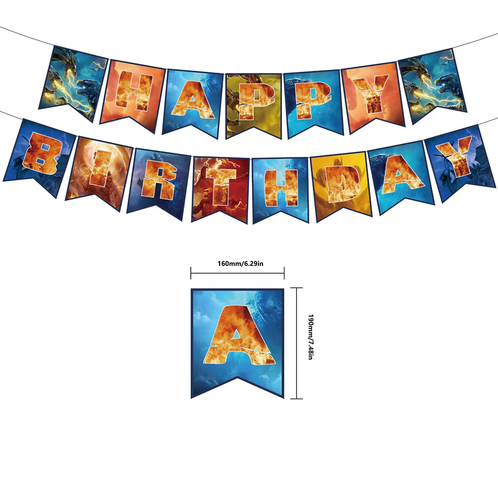 Godzillas VS KingKongs Anime Party Decorations for Home Birthday Baby Shower Gender Reveal Decor Balloon Backdrop Cake Topper