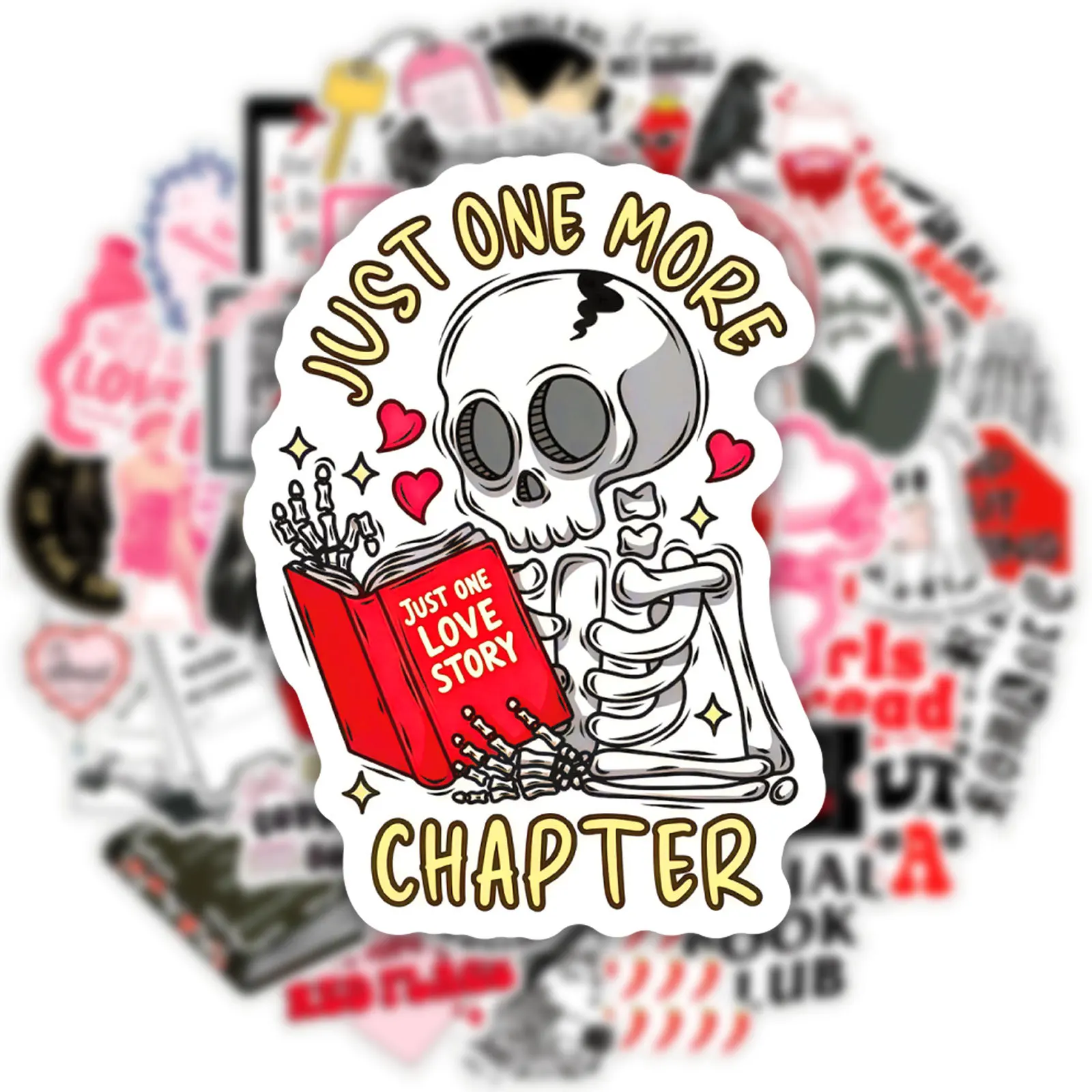 50 قطعة من ملصقات الكتابة على الجدران لقراءة الرومانسية الداكنة، شخصية كرتونية، ديكور إبداعي رائع، صندوق رصاص للثلاجة، ملصق جيتار