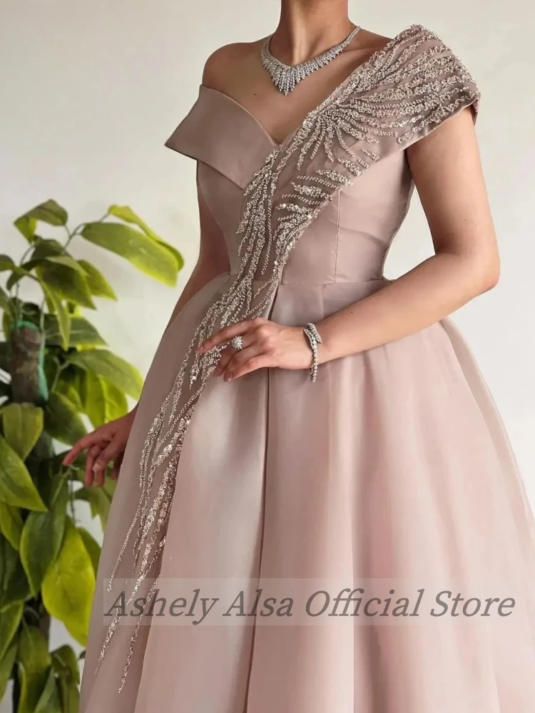 Elegant Tea Length Mother Of Bride Dresses 2024 Cap Sleeve Sequined A Line Women Formal Evening Dress Wedding Party Prom Gown