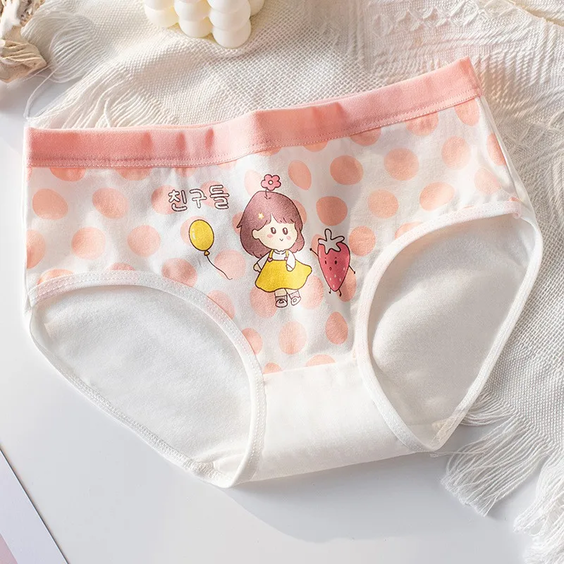 4 Stück weiche, antibakterielle Baumwoll-Slips für Kinder und Mädchen, Höschen mit Cartoon-Print, atmungsaktive Unterwäsche für Kinder von 3–16 Jahren – Detail 3