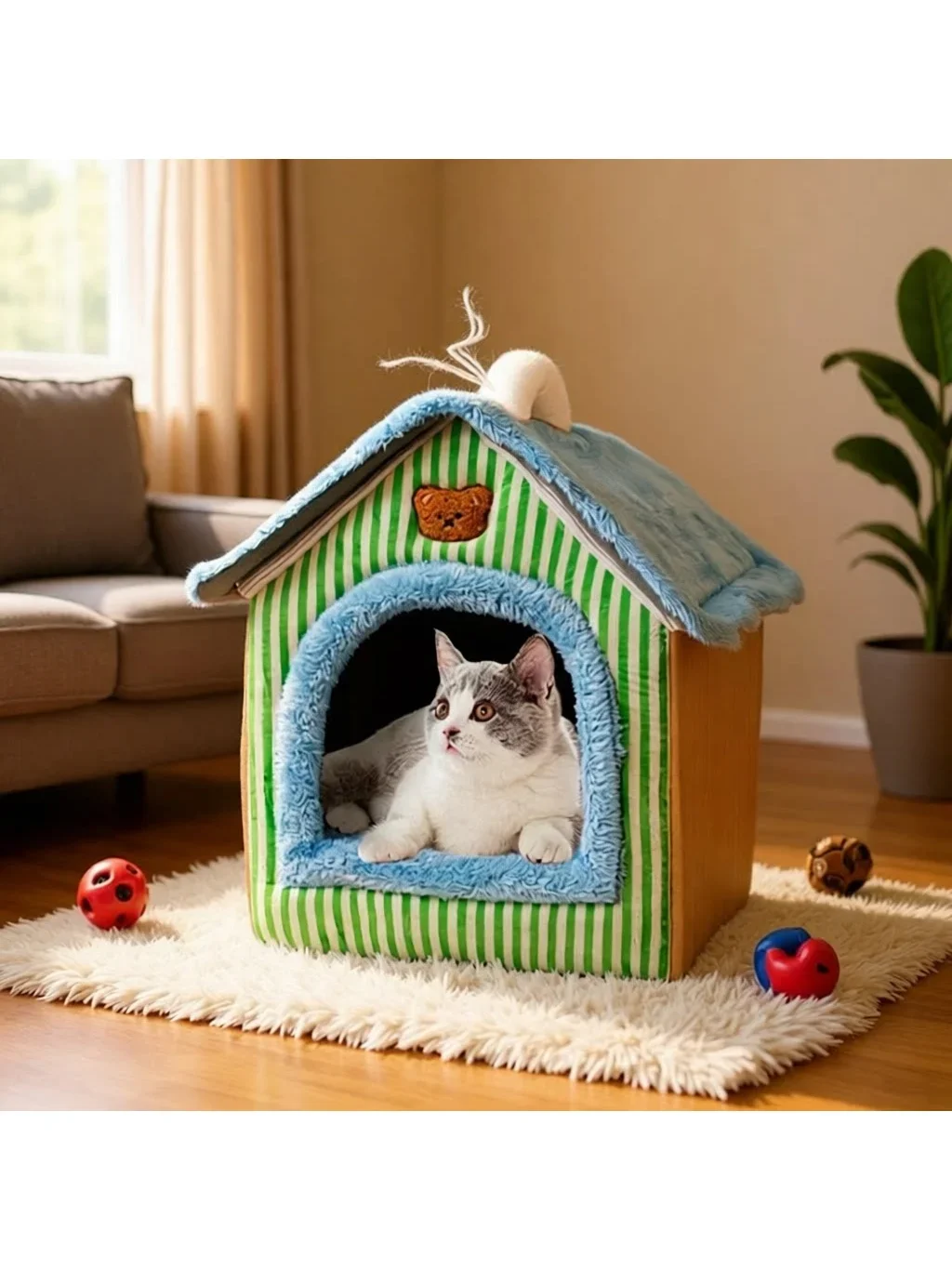 Portable Comfortable Pet House Dog Kennel  Nest All-Enclosed Detachable Washable Four Seasons Small House for Puppies