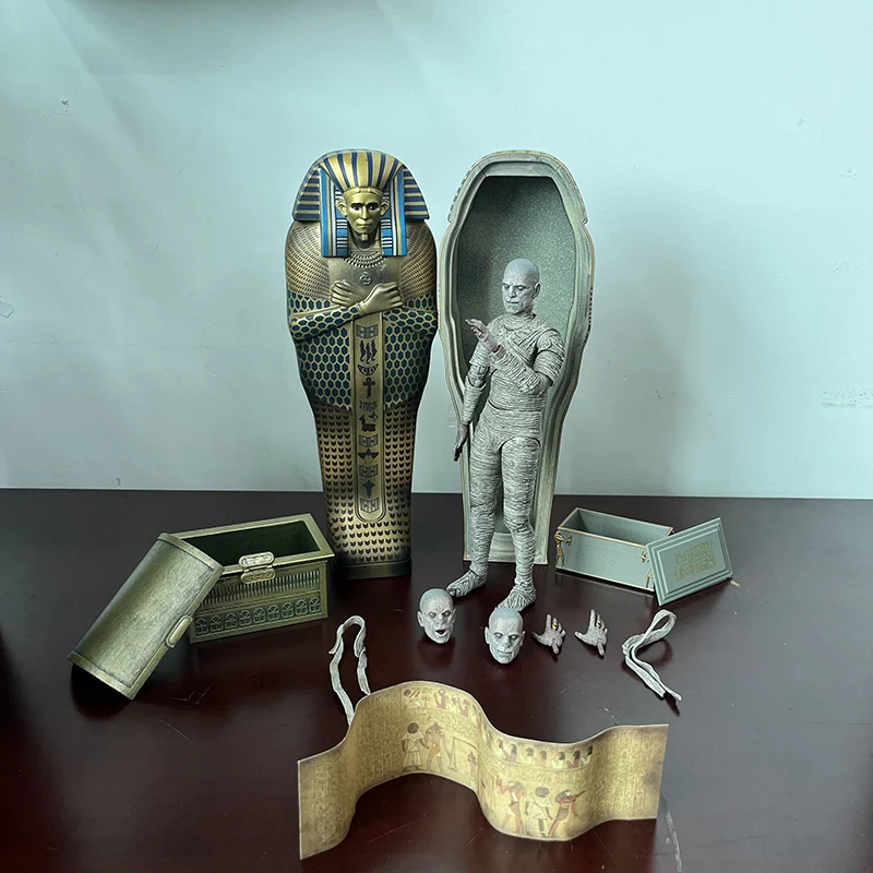 Universal Monsters The Mummy Casket Pharaoh Coffin Pyramid Action Figure Monsters Model Collectible Toy Bookshelf Ornament Gifts