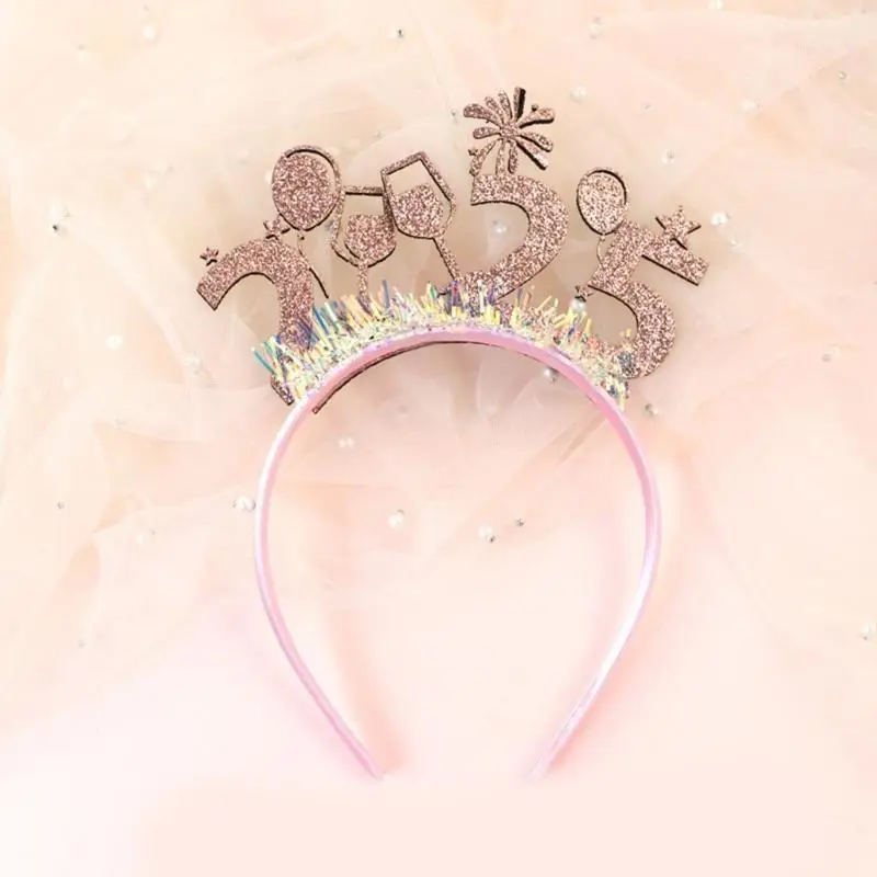 Bandeau scintillant en guirlandes 652F, couvre-chef 2025, accessoires Photo fête noël, accessoires Cosplay