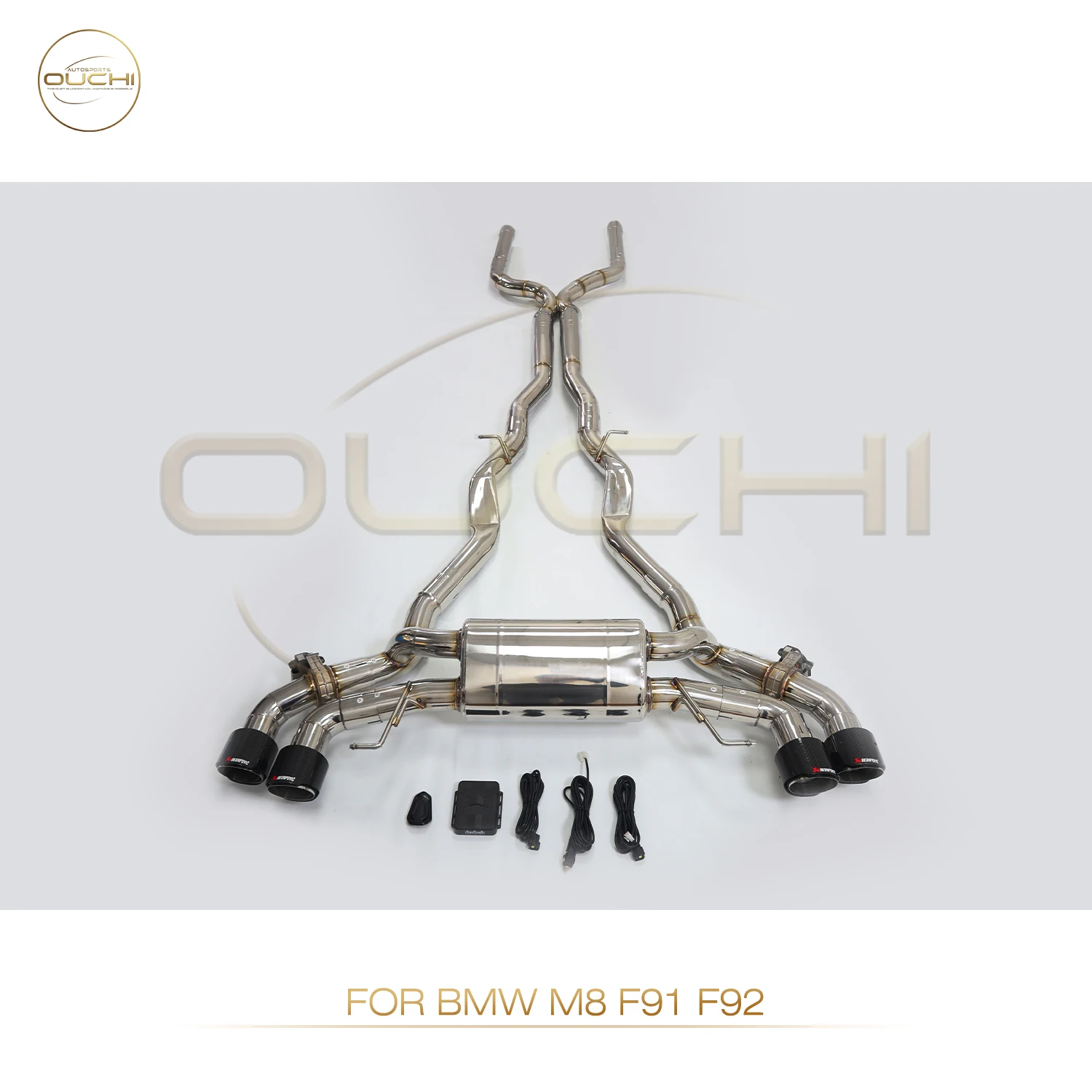 High Performance Catback For BMW M8 F91 F92 OUCHI Stainless Steel Electronic Valve Tips Muffler Car Exhaust Clear Loud Sound